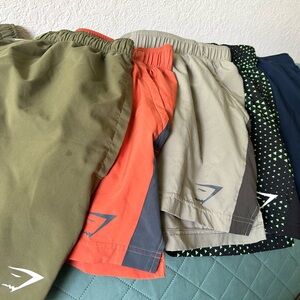 Gymshark Athletic Shorts Green and Orange Lightweight Performance